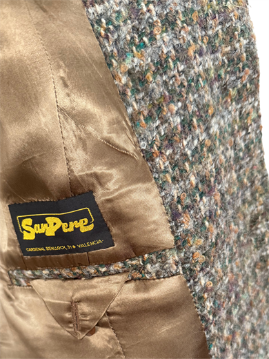 %100 YÜN KAHVE-YEŞİL TONLU BLAZER CEKET