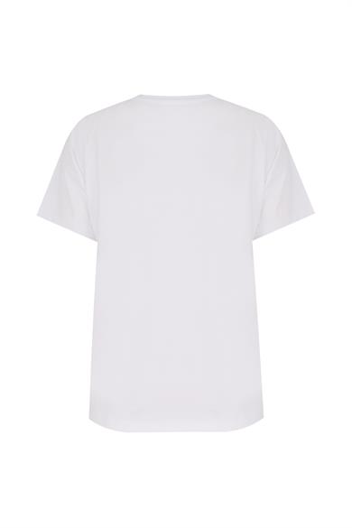 Beyaz Bisiklet Yaka Basic Tshirt