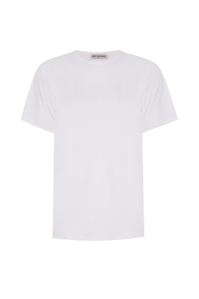 Beyaz Bisiklet Yaka Basic Tshirt