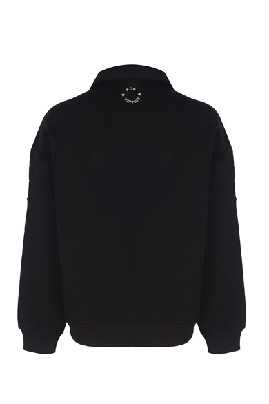 Blanca Kapitone Polo Sweatshirt - Limited Edition - Siyah