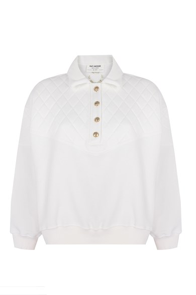 Blanca Kapitone Polo Sweatshirt - Limited Edition - Beyaz