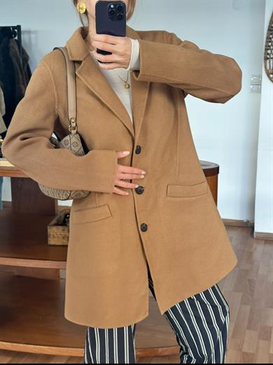 %100 YÜN CAMEL MIDI BOY PALTO