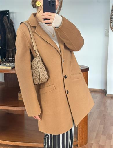 %100 YÜN CAMEL MIDI BOY PALTO