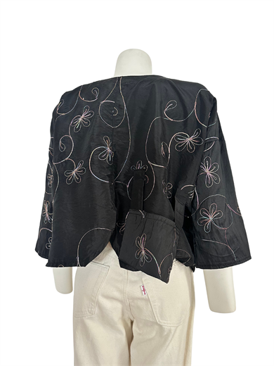 SİYAH-KAHVE-BRONZ FLORAL DESENLİ CEKET