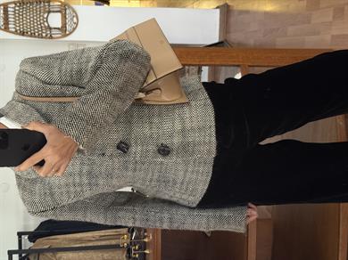 SİYAH-KREM TÜVİT BLAZER CEKET