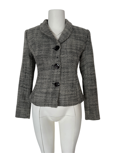 SİYAH-KREM TÜVİT BLAZER CEKET