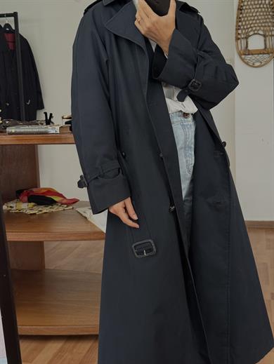 DOUBLE WEAR ÇİFT ASTARLI LACİVERT TRENÇKOT
