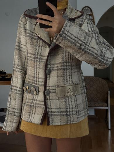 BEJ-GRİ YÜN BLAZER CEKET