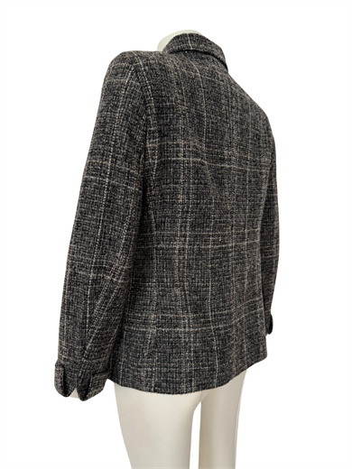 SİYAH-BEYAZ KARELİ DOKULU BLAZER CEKET