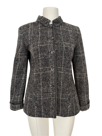 SİYAH-BEYAZ KARELİ DOKULU BLAZER CEKET