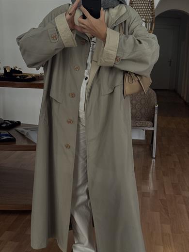 HAKİ RENKLİ OVERSİZE TRENÇKOT