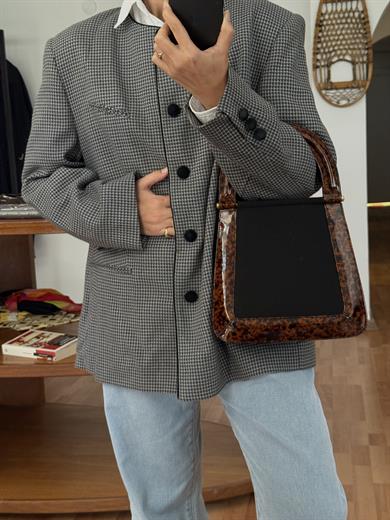 HOUNDSTOOTH DESEN BLAZER CEKET