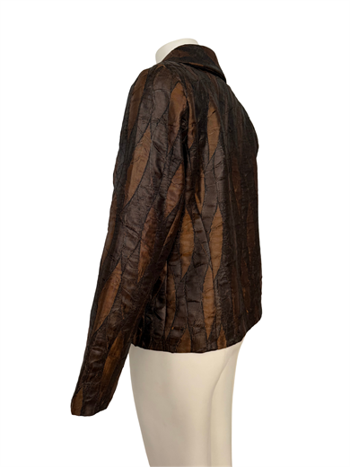 KAHVE-BRONZ SATEN KARIŞIMLI BLAZER CEKET