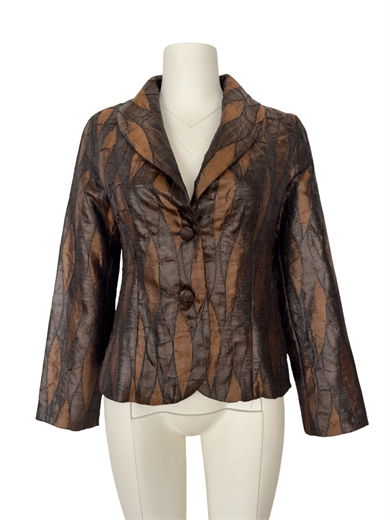 KAHVE-BRONZ SATEN KARIŞIMLI BLAZER CEKET