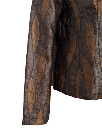 KAHVE-BRONZ SATEN KARIŞIMLI BLAZER CEKET
