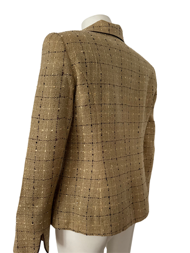 KAHVERENGİ-BEJ EKOSE BLAZER CEKET