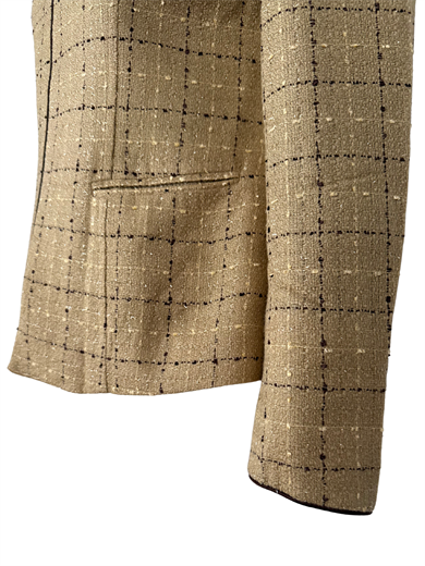 KAHVERENGİ-BEJ EKOSE BLAZER CEKET