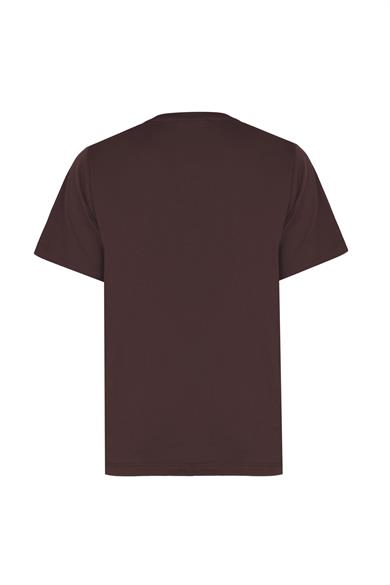 Kahverengi Bisiklet Yaka Basic Tshirt