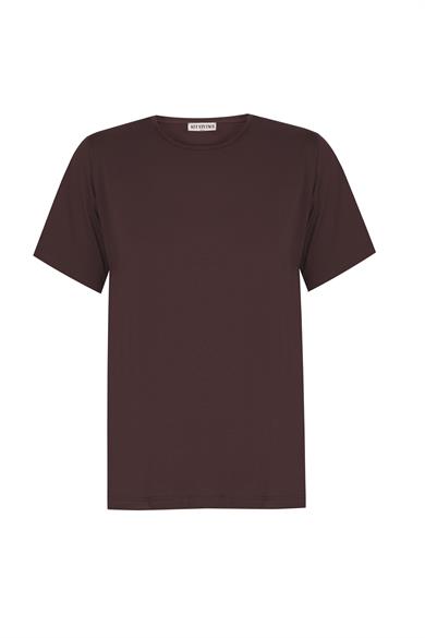 Kahverengi Bisiklet Yaka Basic Tshirt