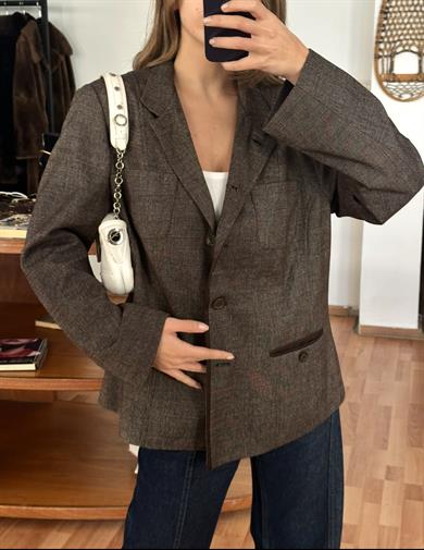 KAHVERENGİ DOKULU BLAZER