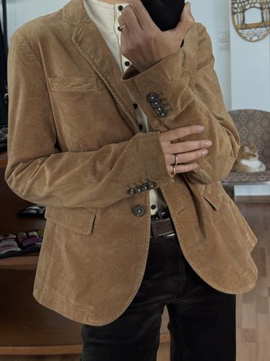 KAHVERENGİ FİTİLLİ KADİFE BLAZER CEKET