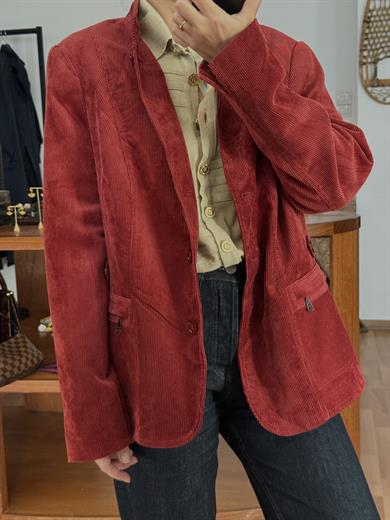 KIRMIZI KADİFE BLAZER CEKET