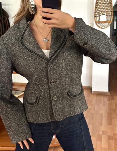 GRİ YÜN KARIŞIMLI BLAZER CEKET