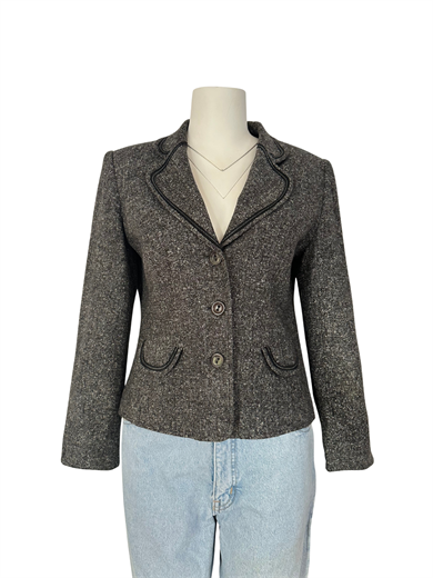 GRİ YÜN KARIŞIMLI BLAZER CEKET