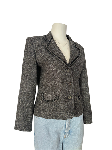 GRİ YÜN KARIŞIMLI BLAZER CEKET