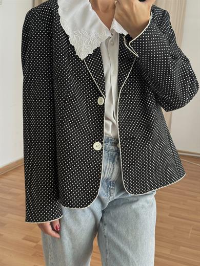 LACİVERT PUANTİYE BLAZER CEKET