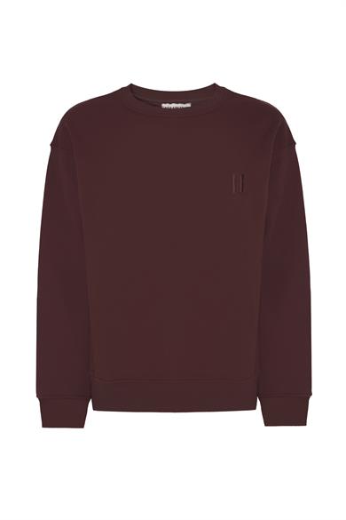 Monokrom Logo Nakışlı Sweatshirt Kahverengi
