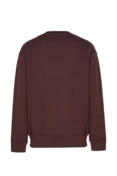 Monokrom Logo Nakışlı Sweatshirt Kahverengi