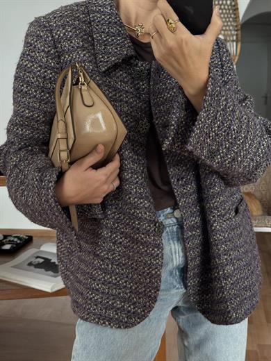 MOR RENKLİ TÜVİT BLAZER CEKET
