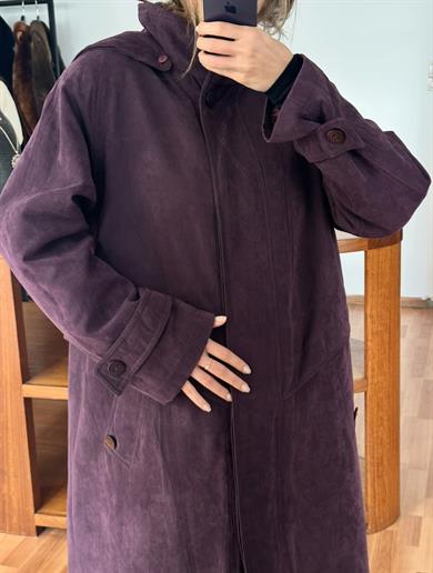 MÜRDÜM SÜET GÖRÜNÜMLÜ PALTO