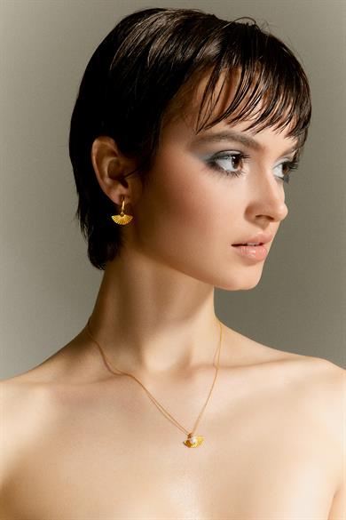 Yelpaze Küpe Mini - Altın Ton