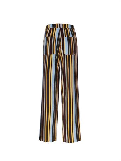 Paloma Çizgili Flare Yüksek Bel Pantolon