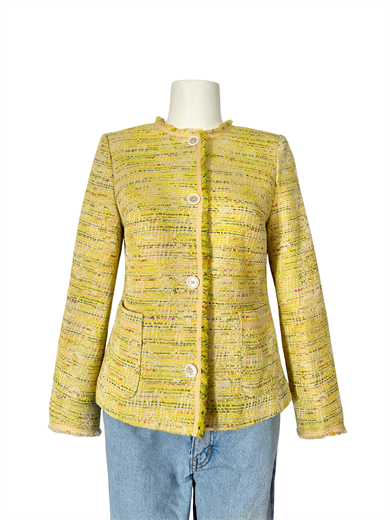 PASTEL SARI DOKULU BLAZER CEKET