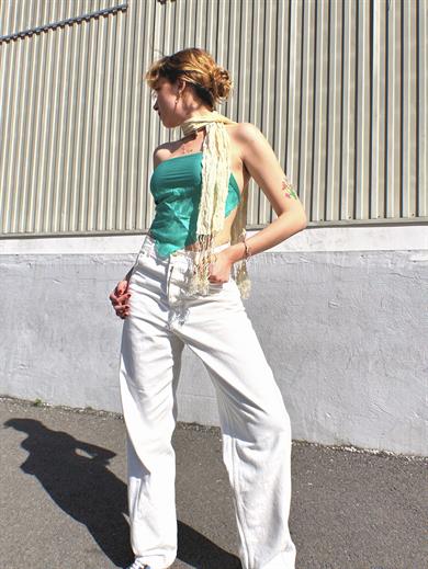 Perlé White Baggy High Waist Jeans