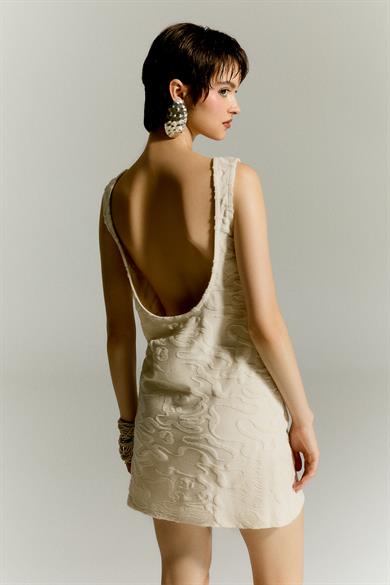 Sablé Bej Kısa Elbise