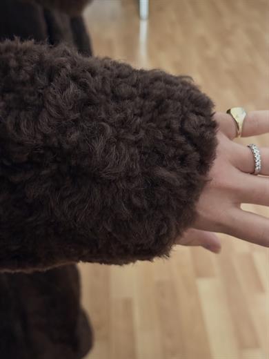 SHEARLING KAHVERENGİ KÜRK YAKA PALTO