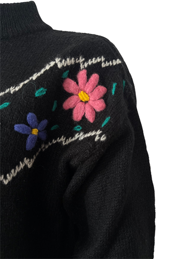 %100 YÜN HANDMADE SİYAH KAZAK