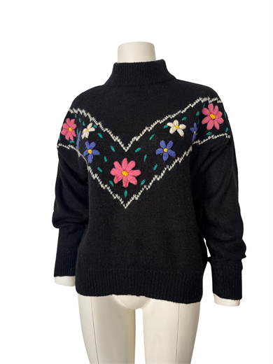 %100 YÜN HANDMADE SİYAH KAZAK