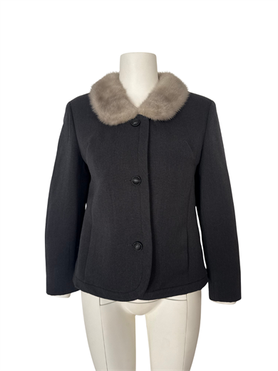 SİYAH KÜRK YAKA BLAZER CEKET
