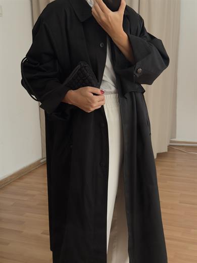 SİYAH MAXI TRENÇKOT