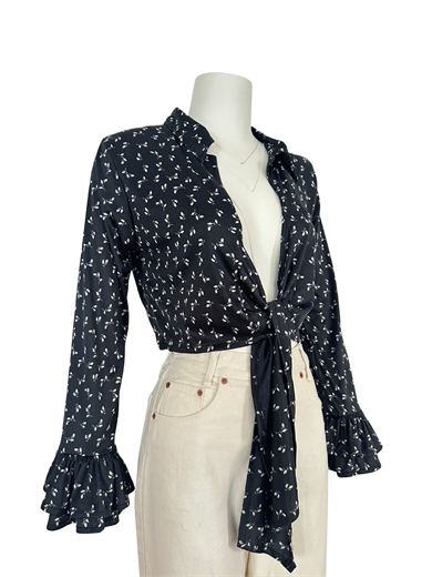 KIRMIZI GÜL DESENLİ DRALON GÖMLEK