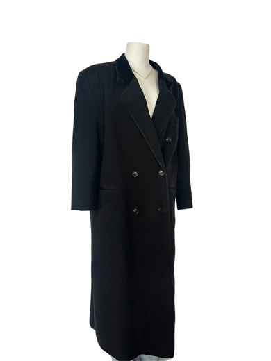 SİYAH YÜN KARIŞIMLI OVERSİZE PALTO