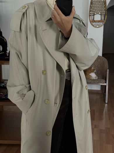 TAŞ RENKLİ OVERSİZE TRENÇKOT