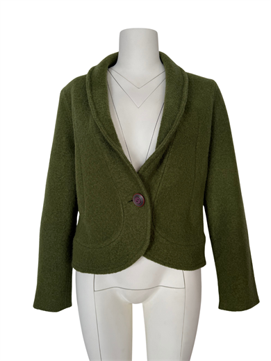 YEŞİL YÜN KARIŞIMLI CEKET