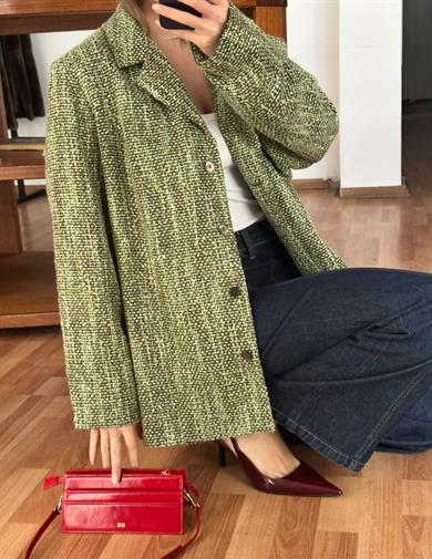 YEŞİL TONLU TÜVİT BLAZER CEKET