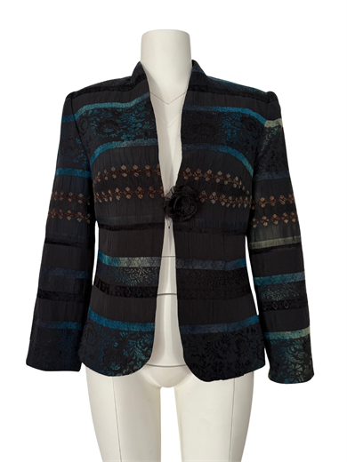 YÜN KARIŞIMLI SİYAH-YEŞİL-LACİVERT BLAZER CEKET